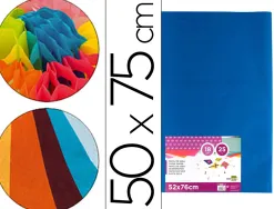 Papier de soie liderpapel 52x76cm 18g/m2 unicolore bleu sachet 25f