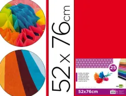 Papier de soie liderpapel 52x76cm 18g/m2 unicolore rouge sachet 25f
