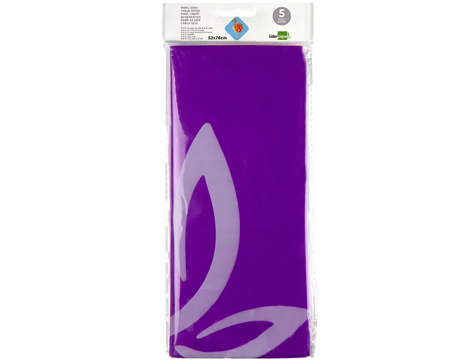 Papier de soie liderpapel 52x76cm 18g/m2 unicolore violet sachet 5f