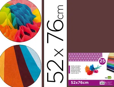Papier de soie liderpapel 52x76cm 18g/m2 unicolore marron sachet 25f