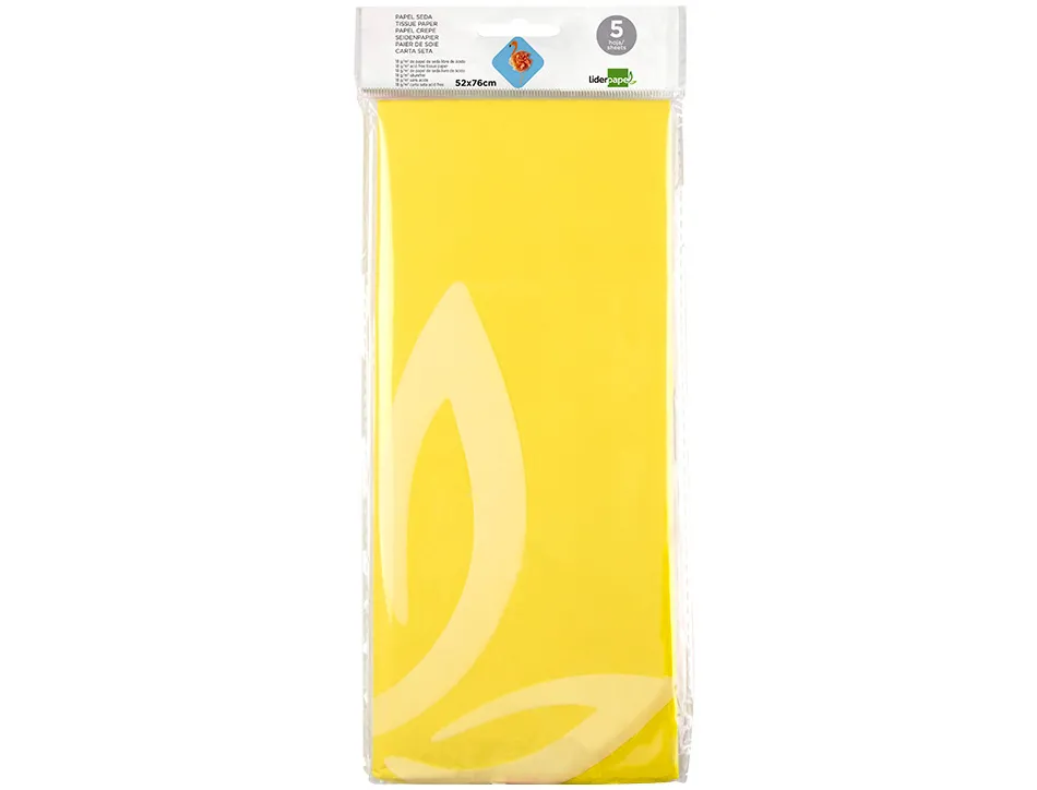 Papier de soie liderpapel 52x76cm 18g/m2 unicolore jaune sachet 5f