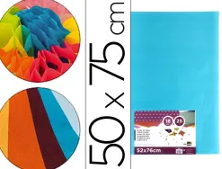 Papier de soie liderpapel 52x76cm 18g/m2 unicolore bleu ciel sachet 25f
