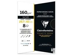 Papier dessin grain clairefontaine a3 noir 160gr 8f