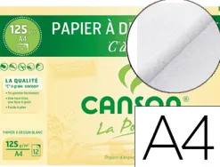 Papier dessin canson c à grain crayon encre gouache feutre 125g a4 pochette 12f