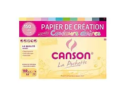 Papier dessin canson colorline grain fin 150g a4 coloris pastels pochette 12f