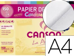 Papier dessin canson colorline grain fin 150g a4 coloris pastels pochette 12f