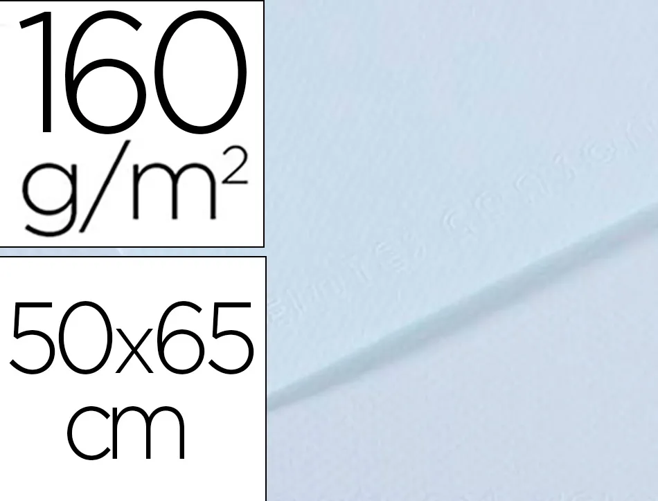 Papier dessin canson feuille mi-teintes n 102 grain gelatine haute teneur coton 160g 50x65cm unicolore azur