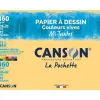 Papier dessin canson mi-teintes 160g a4+ coloris vifs pochette 12f