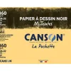 Papier dessin canson mi-teintes 160g a4+ unicolore noir pochette 12f
