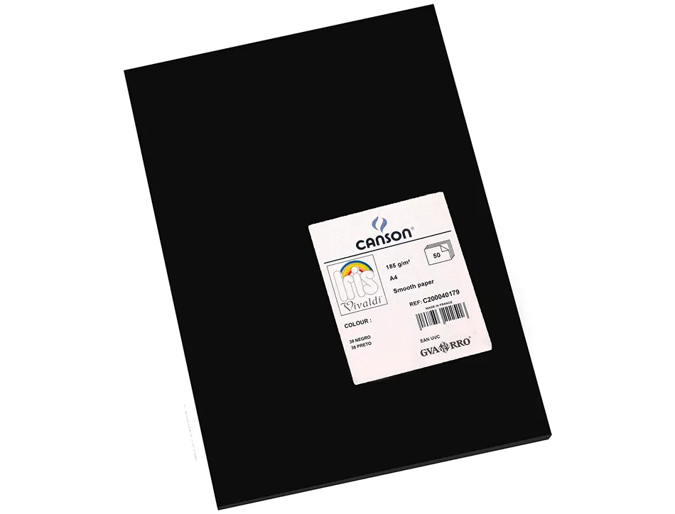 Papier dessin canson vivaldi nº626 50x65cm 120g/m2 offset unicolore noir