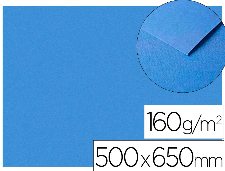 Papier dessin clairefontaine a grain 160g 1 surface grainee 1 lisse 50x65cm paquet 25f coloris bleu marine