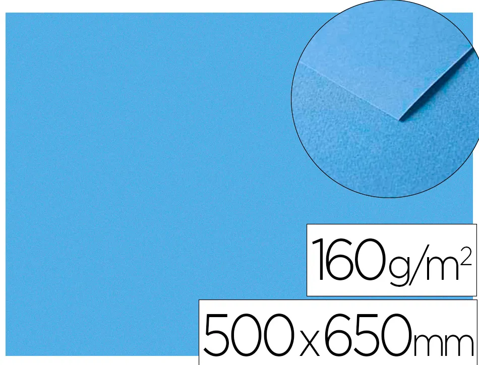 Papier dessin clairefontaine a grain 160g 1 surface grainee 1 lisse 50x65cm paquet 25f coloris bleu roi