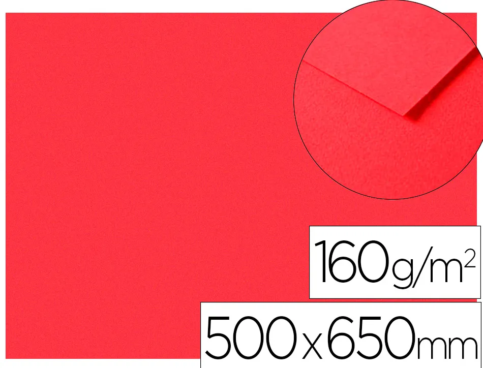 Papier dessin clairefontaine a grain 160g 1 surface grainee 1 lisse 50x65cm paquet 25f coloris coquelicot