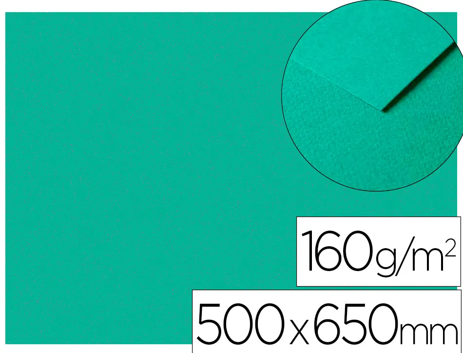 Papier dessin clairefontaine a grain 160g 1 surface grainee 1 lisse 50x65cm paquet 25f coloris vert fonce