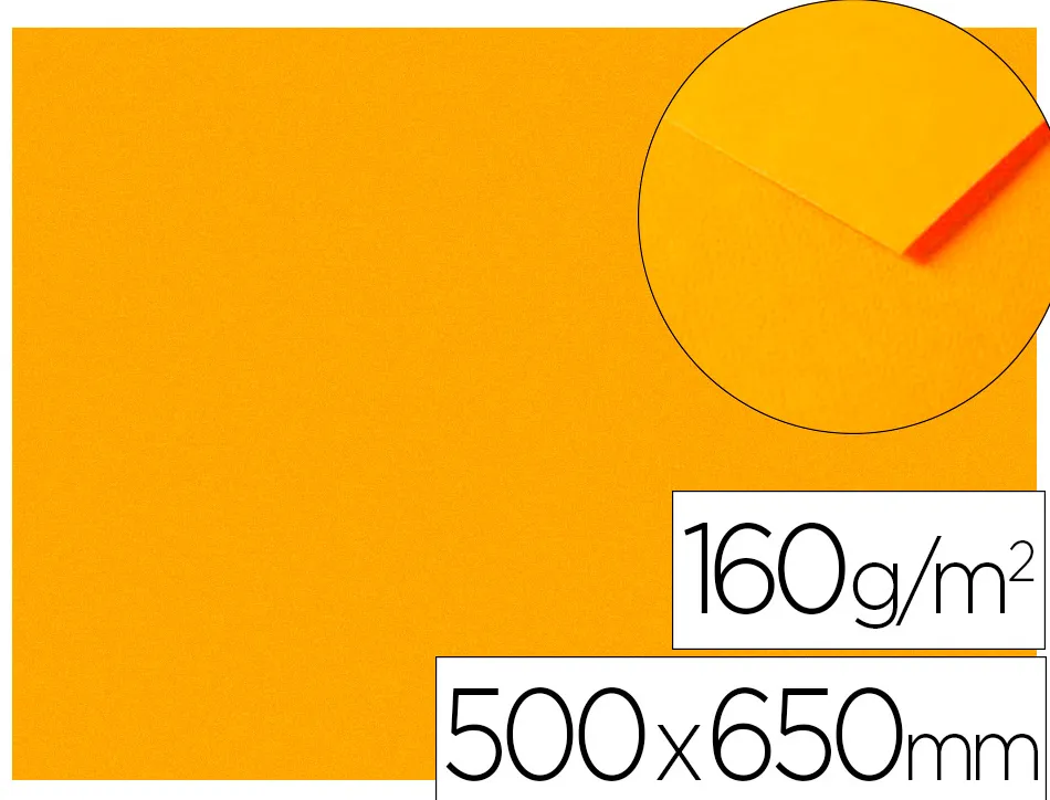 Papier dessin clairefontaine a grain 160g 1 surface grainee 1 lisse 50x65cm paquet 25f coloris orange vif