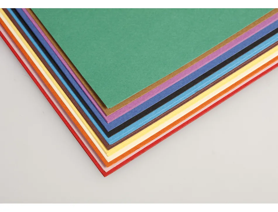 Papier dessin clairefontaine a grain 160g 1 surface grainee 1 lisse 50x65cm paquet 24f coloris vifs 24