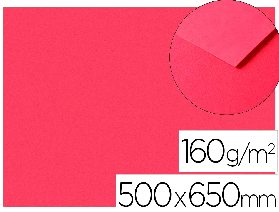 Papier dessin clairefontaine a grain 160g 1 surface grainee 1 lisse 50x65cm paquet 25f coloris rouge vif