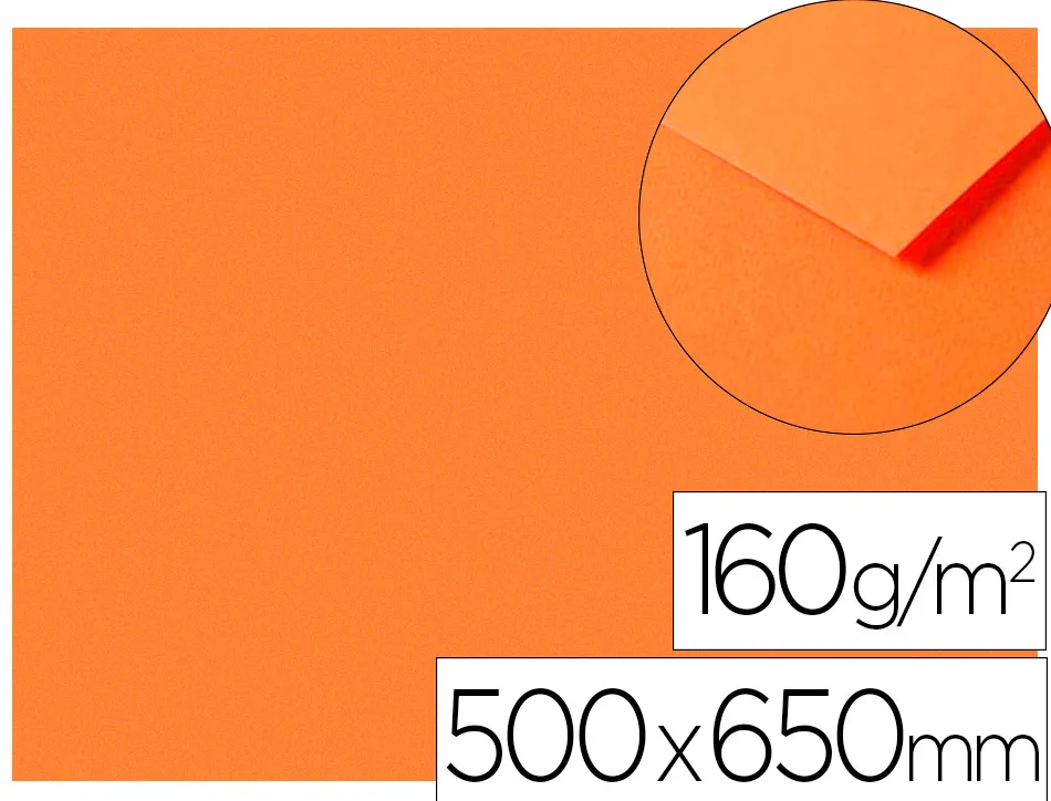 Papier dessin clairefontaine a grain 160g 1 surface grainee 1 lisse 50x65cm paquet 25f coloris orange