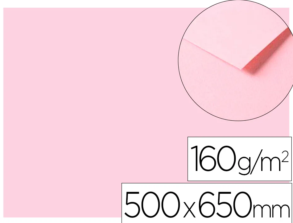 Papier dessin clairefontaine a grain 160g 1 surface grainee 1 lisse 50x65cm paquet 25f coloris rose pale