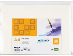 Papier dessin liderpapel aquarelle grain moyen 300g/m2 format a4 210x297mm minipack 6f