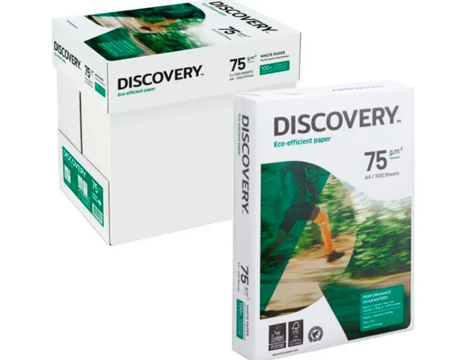 Papier discovery multifonction grand volume sans bourrage a4 75g/m2 blancheur 161 opacité 92 rigidité 100 500 feuilles