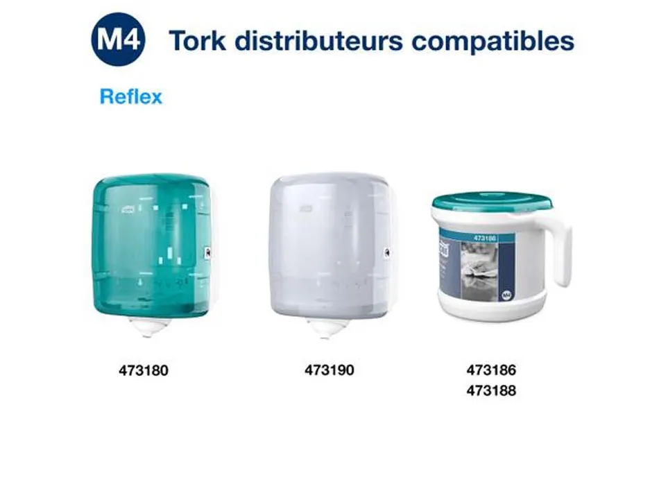 Papier essuyage tork m4 reflex plus blanc rouleau 450 feuilles