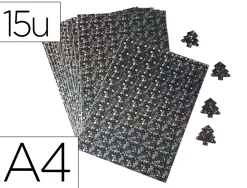 Papier holographique o'color a4 adhesif etoiles coloris argent reflets arc en ciel sachet 15 feuilles