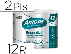 Papier hygienique amoos domestique 2 plis 20m paquet de 12 rouleaux