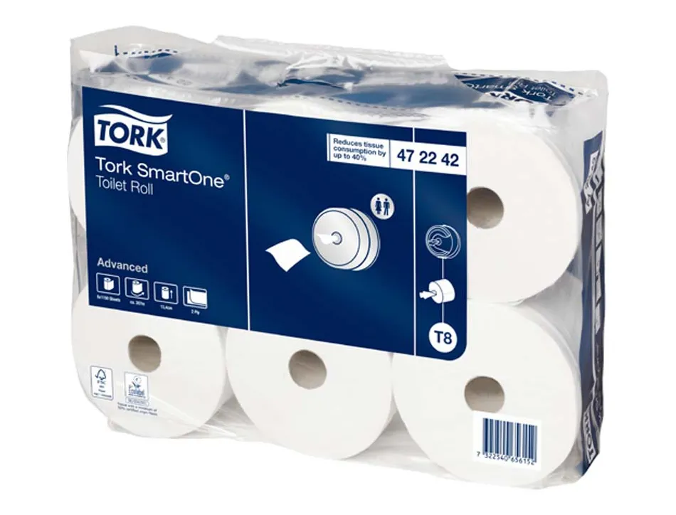 Papier hygiénique tork smartone coloris blanc paquet 6 rouleaux