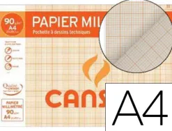 Papier millimétré canson résistant opaque 90g a4 297x210mm coloris bistre pochette 12f