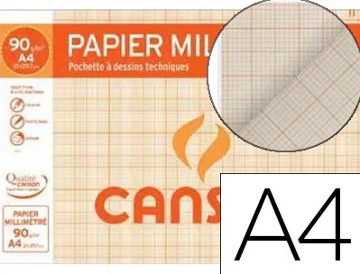 Papier millimétré canson résistant opaque 90g a4 297x210mm coloris bistre pochette 12f