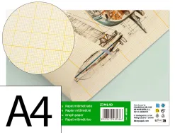 Papier millimétré liderpapel 1mm 80g/m2 feuille a4 210x297mm minipack 10f