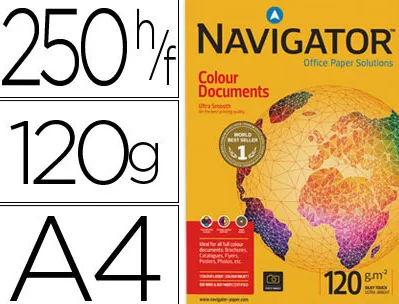 Papier navigator multifonction colour documents a4 120g/m2 blancheur 169 opacité 98 rigidité 50 250 feuilles