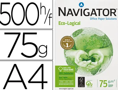 Papier navigator multifonction éco-logical a4 75g/m2 blancheur 169 opacité 93 rigidité 180 500 feuilles