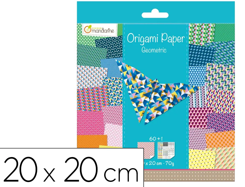 Papier origami avenue mandarine geometric 200x200mm 70g pochette 60 feuilles