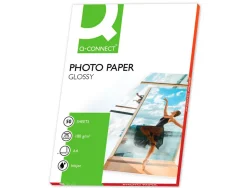 Papier photo q-connect jet d'encre glacé brillant a4 1 80g/m2 compatible toute imprimante paquet 50 feuilles