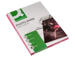 Papier photo q-connect jet d'encre glacé ultra brillant a4 260g compatible toute imprima nte paquet 50 feuilles