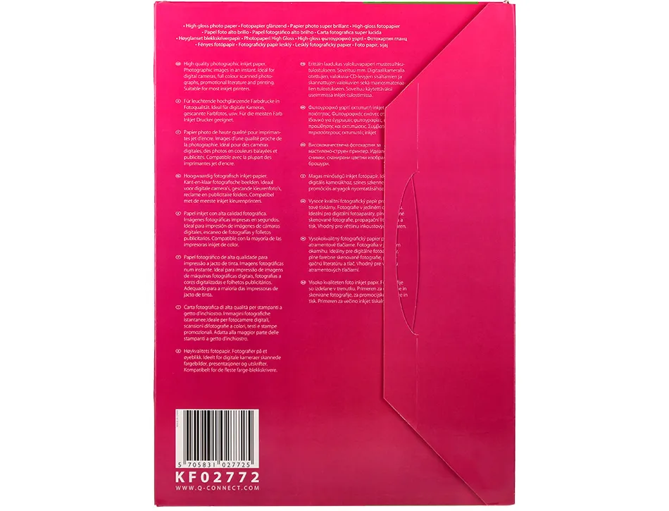 Papier photo q-connect jet d'encre glacé ultra brillant a4 260g compatible toute imprima nte paquet 50 feuilles