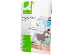 Papier photo q-connect jet d'encre glacé brillant a4 18 0g/m2 compatible toute imprimante paquet 20 feuilles