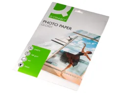 Papier photo q-connect jet d'encre glacé brillant a4 18 0g/m2 compatible toute imprimante paquet 20 feuilles