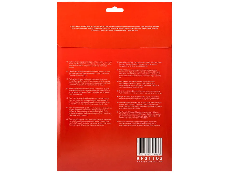 Papier photo q-connect jet d'encre glacé brillant a4 18 0g/m2 compatible toute imprimante paquet 20 feuilles