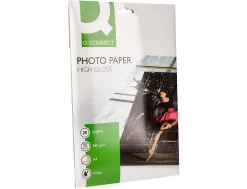 Papier photo q-connect jet d'encre glacé ultra-brillant a4 260g /m2 compatible toute imprimante paquet 20 feuilles