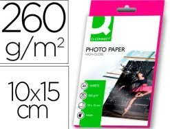 Papier photo q-connect jet d'encre glacé ultra-brillant 100x150mm 260g/m2 compatible toute imprimante paquet 25 feuilles