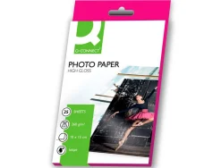Papier photo q-connect jet d'encre glacé ultra-brillant 100x150mm 260g/m2 compatible toute imprimante paquet 25 feuilles