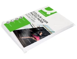 Papier photo q-connect laser semi glacé brillant a4 218g/m2 compatible toutes imprimantes paquet 100 feuilles