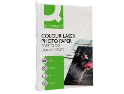 Papier photo q-connect laser semi glacé brillant a4 218g/m2 compatible toutes imprimantes paquet 100 feuilles
