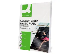 Papier photo q-connect laser semi glacé brillant a4 218g/m2 compatible toutes imprimantes paquet 100 feuilles