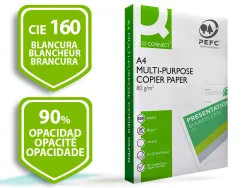 Papier q-connect a4 80g/m2 multifonction 500 feuilles 160 cie