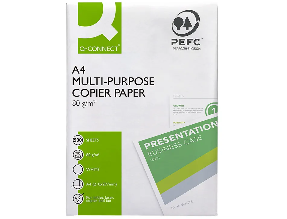 Papier q-connect a4 80g/m2 multifonction 500 feuilles 160 cie
