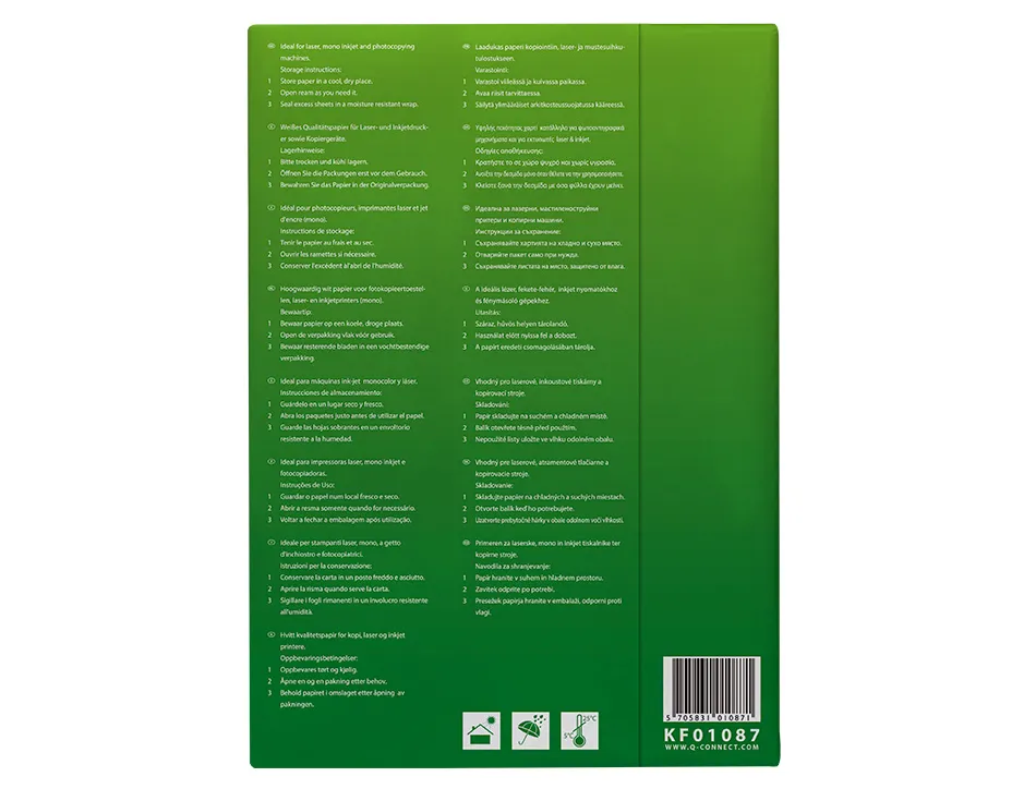 Papier q-connect a4 80g/m2 multifonction 500 feuilles 160 cie